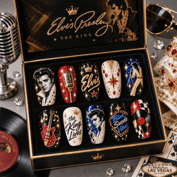Elvis Presley The King Vegas Portrait Press-On Nail Set for Rock And Roll Fans NDN Press On Nail Product Image