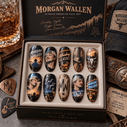 Morgan Wallen Country Sunset Portrait Press-On Nail Set for Country Music Fans NDN Press On Nail Product Image