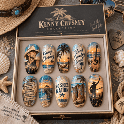 Kenny Chesney No Shoes Nation Beach Press-On Nail Set for Country Music Fans NDN Press On Nail Product Image
