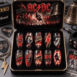AC/DC Highway to Hell Lightning Press-On Nail Set for Hard Rock Fans NDN Press On Nail Product Image