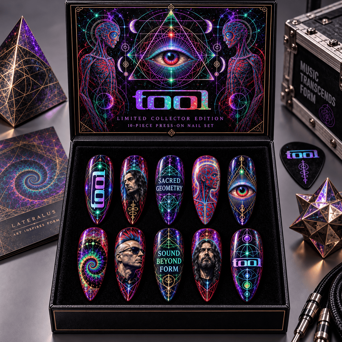 Tool Psychedelic Sacred Geometry Press-On Nail Set for Progressive Metal Fans NDN Press On Nail Product Image