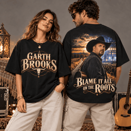Garth Brooks Blame It All on the Roots 3D Shirt for Country Fans at the Show NDN Worn Shirt Mockup
