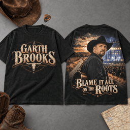 Garth Brooks Blame It All on the Roots 3D Shirt for Country Fans at the Show NDN Flat Shirt Mockup