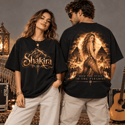 Shakira From the Stage to the Pyramids 3D Shirt for Fans Dancing in the Lights NDN Worn Shirt Mockup