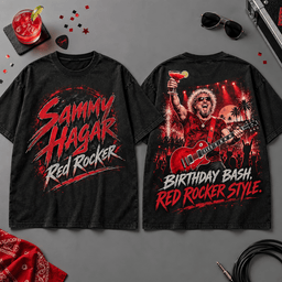 Sammy Hagar Birthday Bash Red Rocker 3D Shirt for Fans Who Turn the Volume Up NDN Flat Shirt Mockup