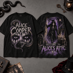Alice Cooper Welcome to Alice's Attic 3D Shirt for Fans Who Love the Dark Stage NDN Flat Shirt Mockup