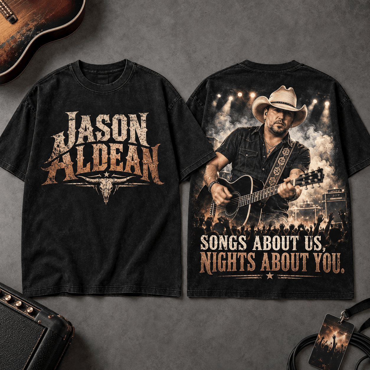 Jason Aldean Songs About Us 3D Shirt for Country Fans on Nights About You NDN Flat Shirt Mockup