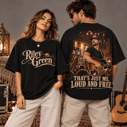 Riley Green That's Just Me 3D Shirt for Fans Who Stay Loud and Free NDN Worn Shirt Mockup