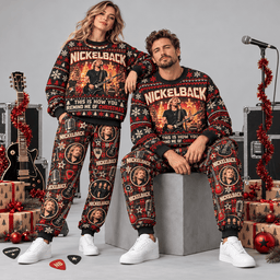 Nickelback This Is How You Remind Me of Christmas Sweater and Jogger Pants Set NDN Worn Set Mockup