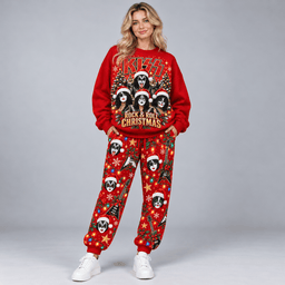 KISS Rock and Roll Christmas Portrait Sweater Jogger Set for Glam Rock Fans NDN Worn