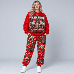 Five Finger Death Punch Christmas Skull Sweater Jogger Set for Heavy Metal Fans NDN Worn