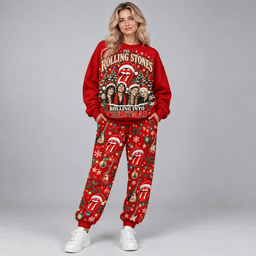 The Rolling Stones Christmas Tongue Portrait Sweater Jogger Set for Classic Rock Fans NDN Worn