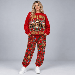 Guns N Roses Christmas Jungle Portrait Sweater Jogger Set for Hard Rock Fans NDN Worn