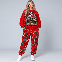 Korn Twisted Christmas Vibes Portrait Sweater Jogger Set for Alternative Metal Fans NDN Worn