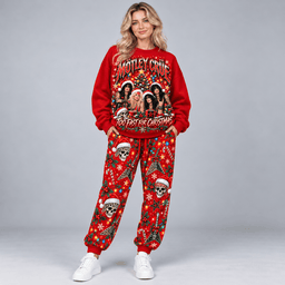 Motley Crue Too Fast for Christmas Portrait Sweater Jogger Set for Glam Metal Fans NDN Worn