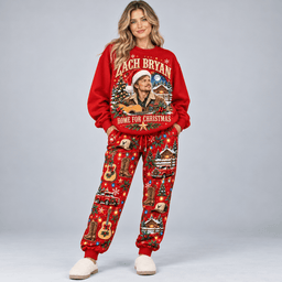 Zach Bryan Home for Christmas Portrait Sweater Jogger Set for Americana Music Fans NDN Worn