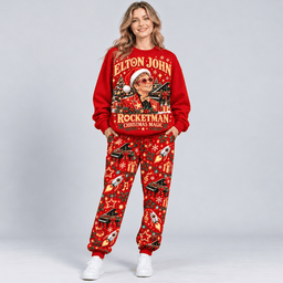Elton John Rocketman Christmas Magic Piano Sweater Jogger Set for Pop Rock Fans NDN Worn