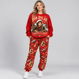 Bob Dylan Christmas in the Wind Portrait Sweater Jogger Set for Folk Rock Fans NDN Worn
