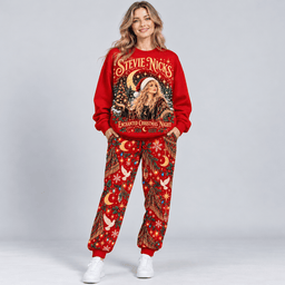 Stevie Nicks Enchanted Christmas Night Portrait Sweater Jogger Set for Mystical Rock Fans NDN Worn