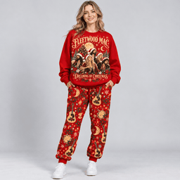 Fleetwood Mac Dreaming of Christmas Portrait Sweater Jogger Set for Classic Rock Fans NDN Worn