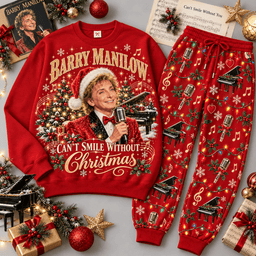 Barry Manilow Cant Smile Without Christmas Portrait Sweater Jogger Set for Pop Music Fans NDN Red Flat