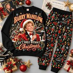 Barry Manilow Cant Smile Without Christmas Portrait Sweater Jogger Set for Pop Music Fans NDN Black Flat