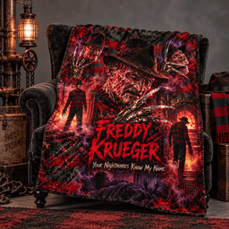 Freddy Krueger Fedora And Bladed Glove Fleece Blanket For Fans Facing Their Nightmares NDN Standalone Blanket