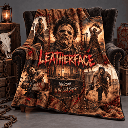 Leatherface Sepia Portrait And Chainsaw Figures Fleece Blanket For Fans Of Backwoods Horror Nights NDN Standalone Blanket