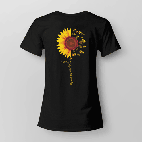 Labor Profession T-Shirt | Black Sunflower Tee | My Heart, My Hero, My Trucker