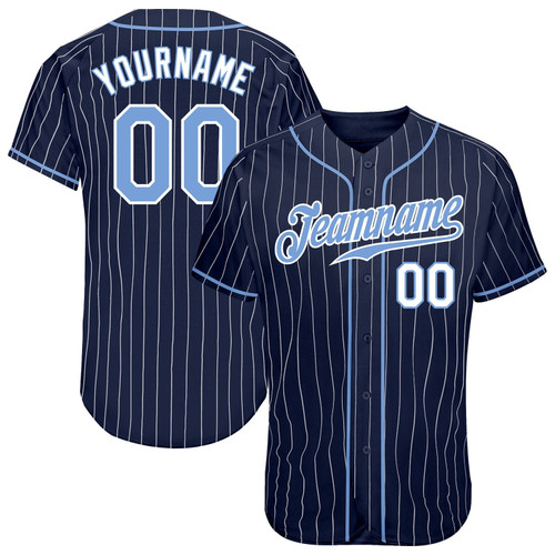 Navy White Pinstripe Light Blue-White Custom Name Baseball Jerseys For Men & Women and Youth
