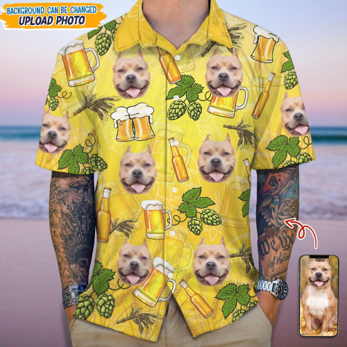 Custom Photo With Beer Bottle For Dog Lover Hawaii Shirt TA29 889361