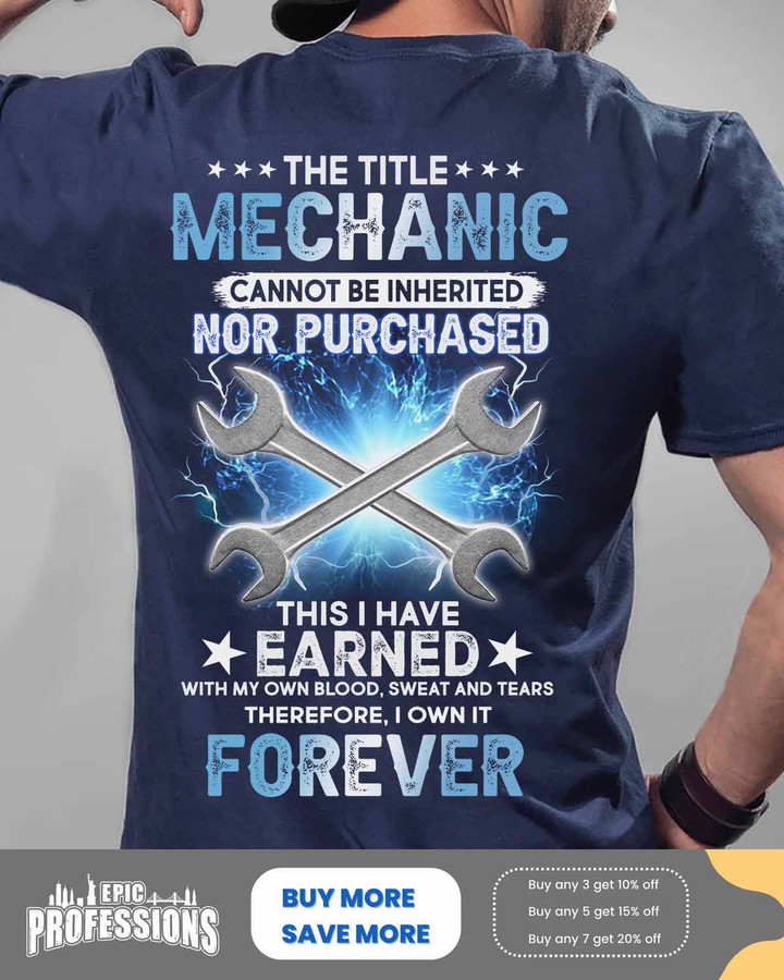 Shop Now - Mechanic T-Shirt | Blue | Quote on Hard Work & Dedication #100323IOWN18BMECHZ6