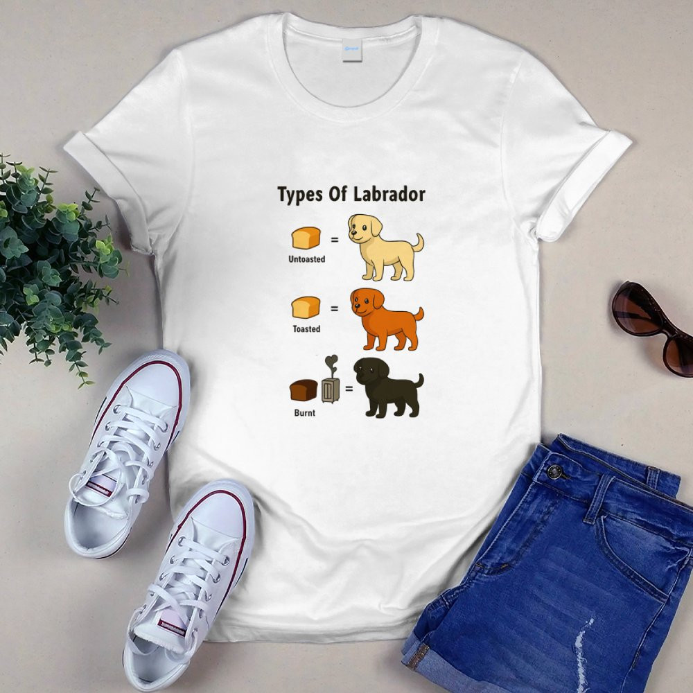 Types of Labrador Retriever t-shirt with educational dog breed infographic