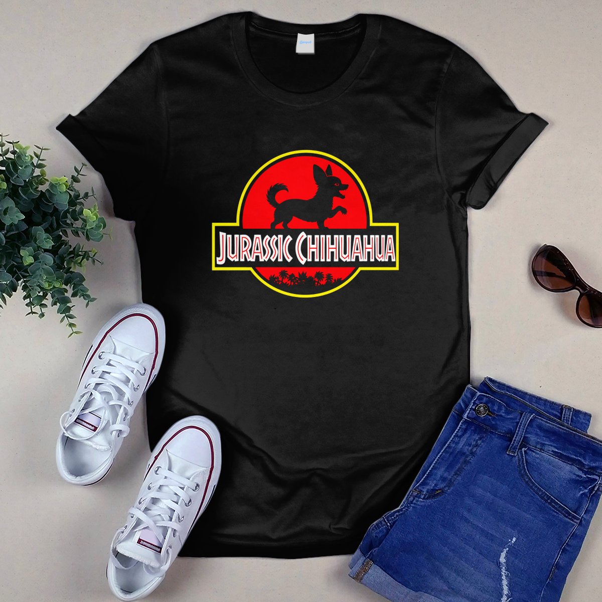 Jurassic Chihuahua Funny T-Shirt &ndash; cute dino dog tee for Chihuahua moms