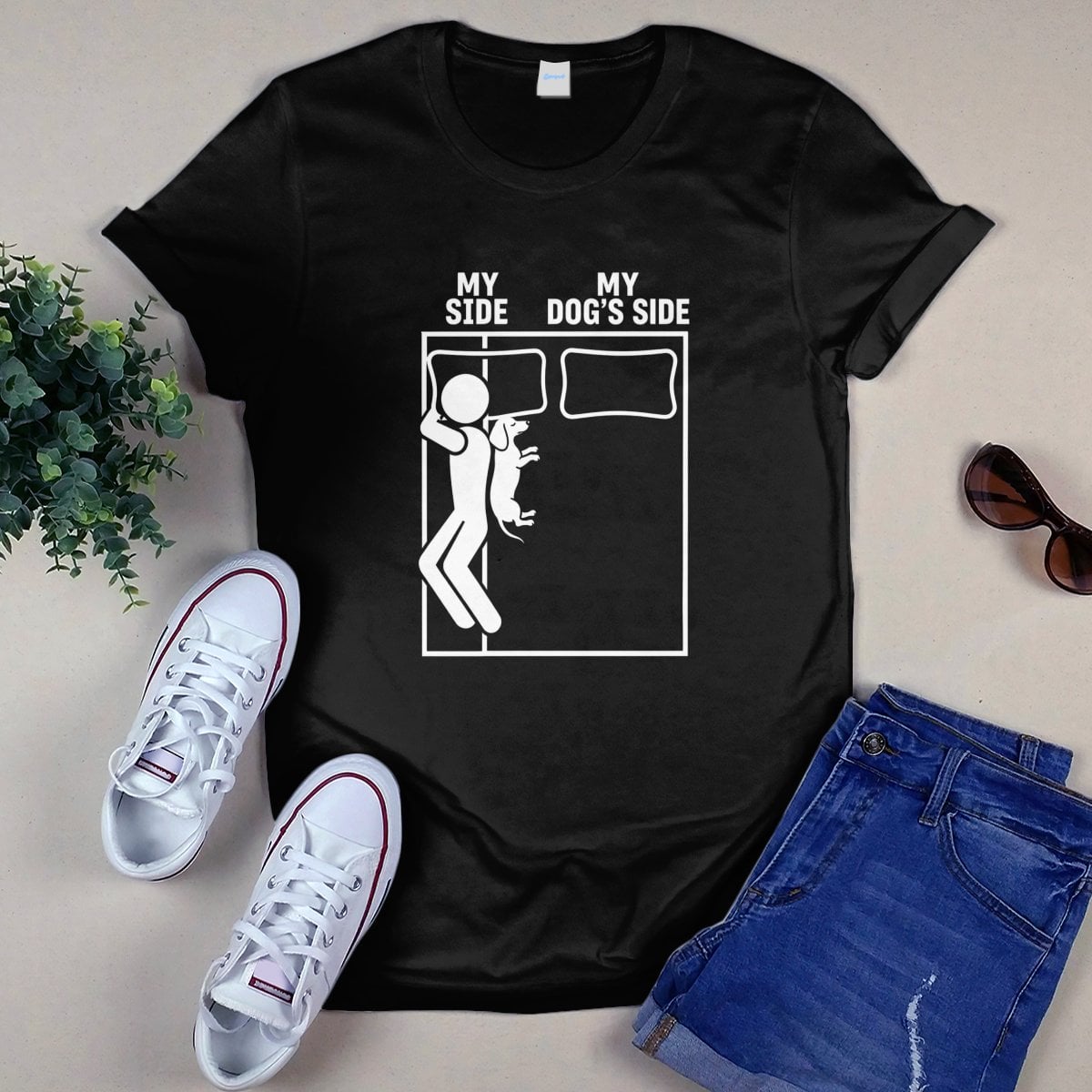 Funny Dachshund T-Shirt – My Side My Dog Side tee for Doxie parents