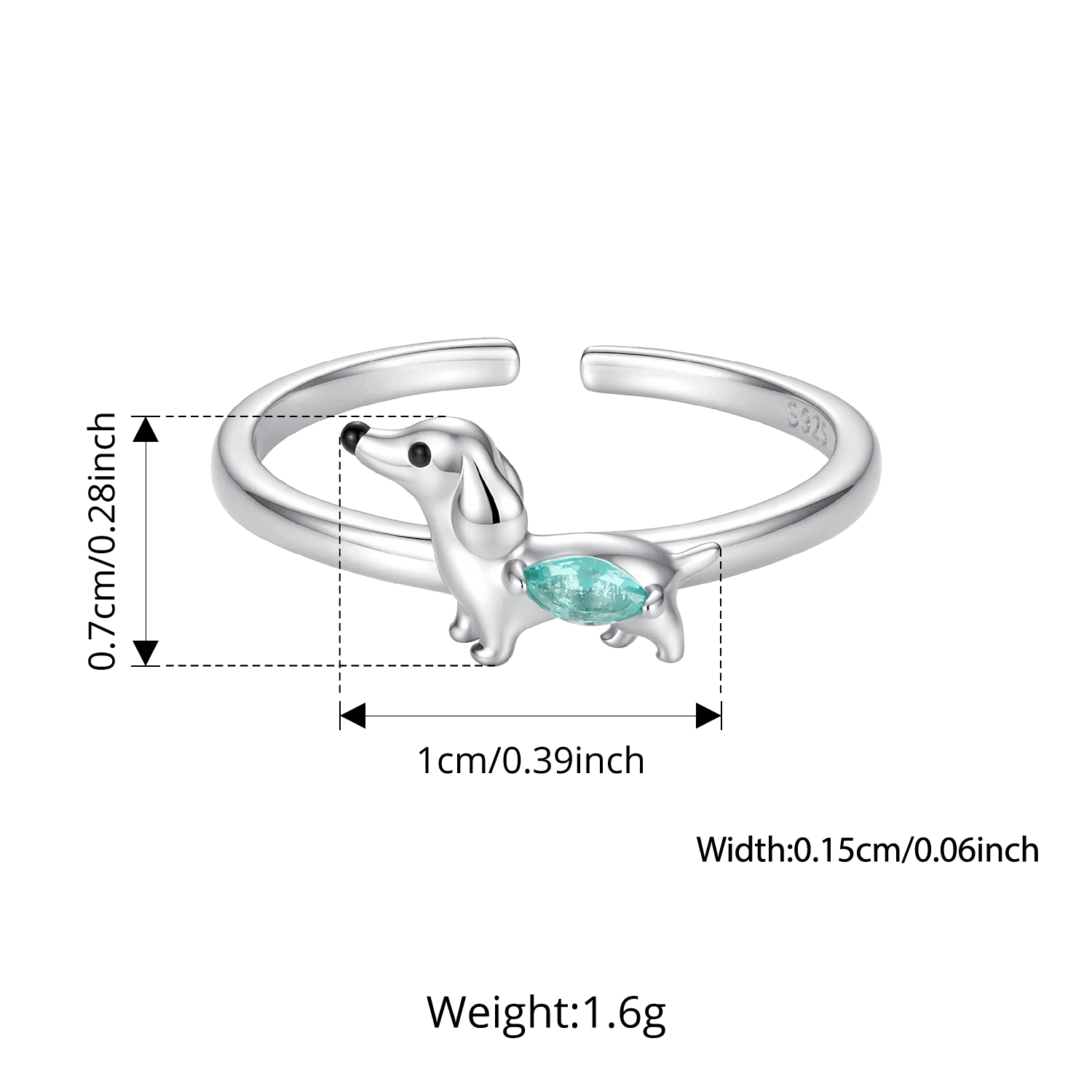 Adjustable dachshund ring size measurement guide