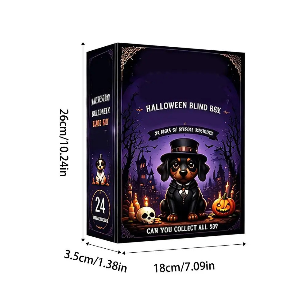 Dachshund Halloween advent calendar with 24 acrylic figurine pendants, countdown to Halloween — Doglito