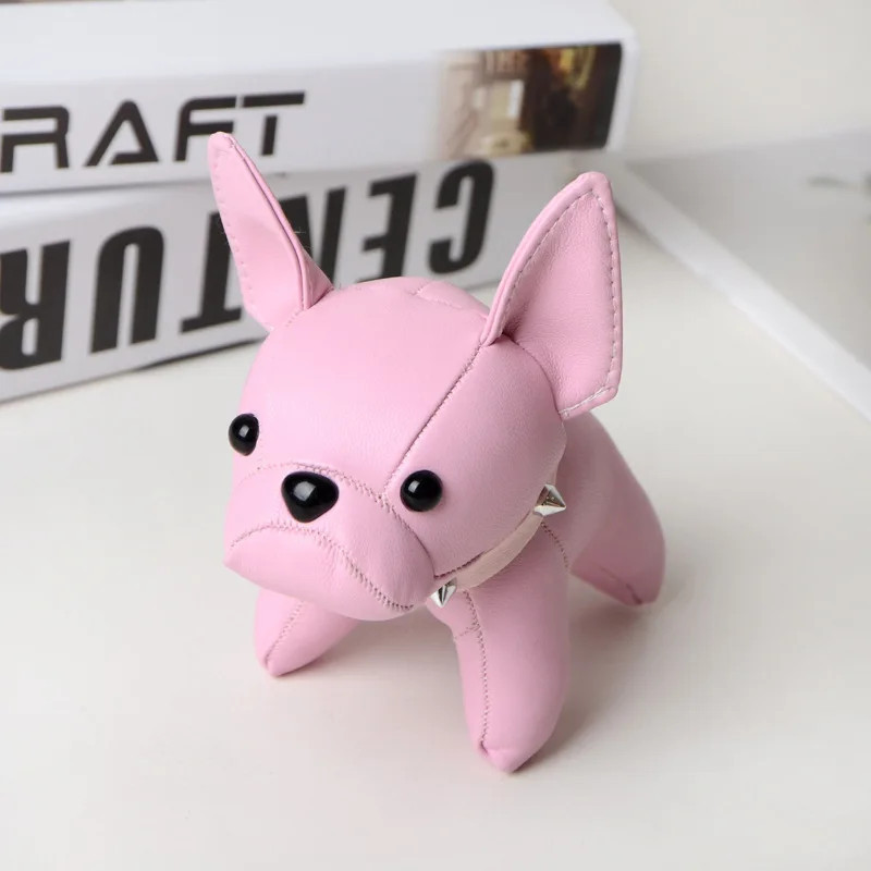 Image 1: French Bulldog PU leather keychain color 1 — front view on white background