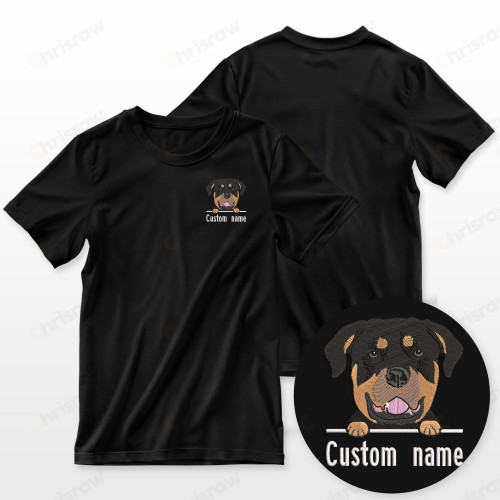 Rottweiler T-Shirt Embroidered Custom Name