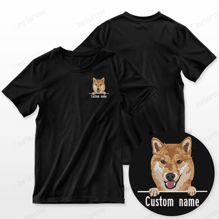 Shiba Inu T-Shirt Embroidered Custom Name