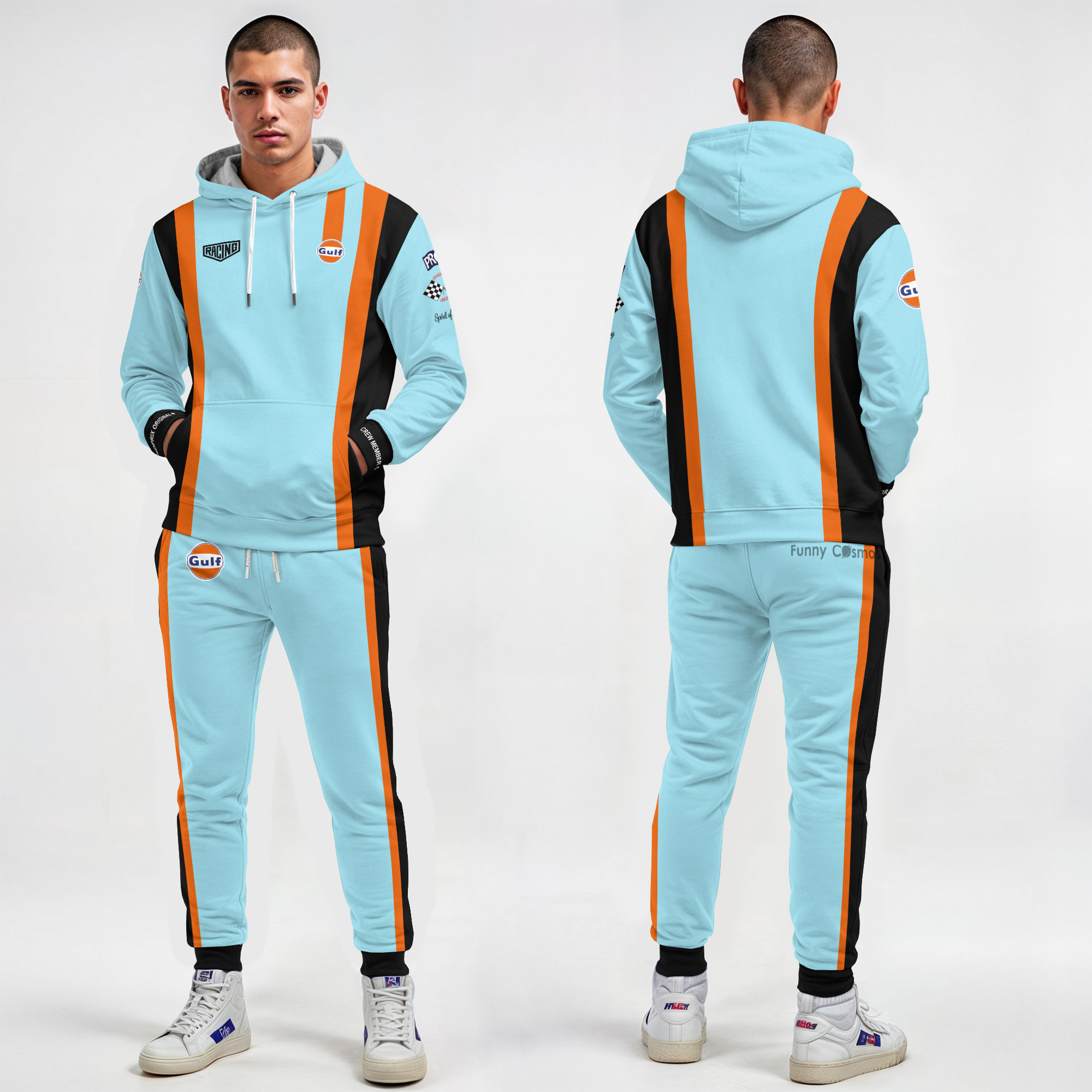 Gulf Racing Team Edition Light Blue and Orange Heritage Tribute Custom Tracksuit Set