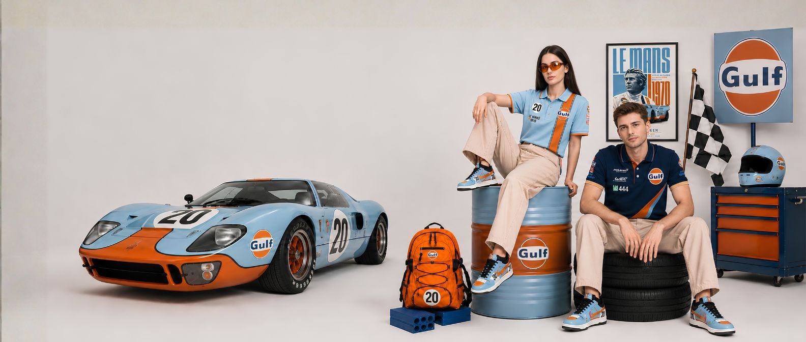 Vintage Gulf-inspired racing collection