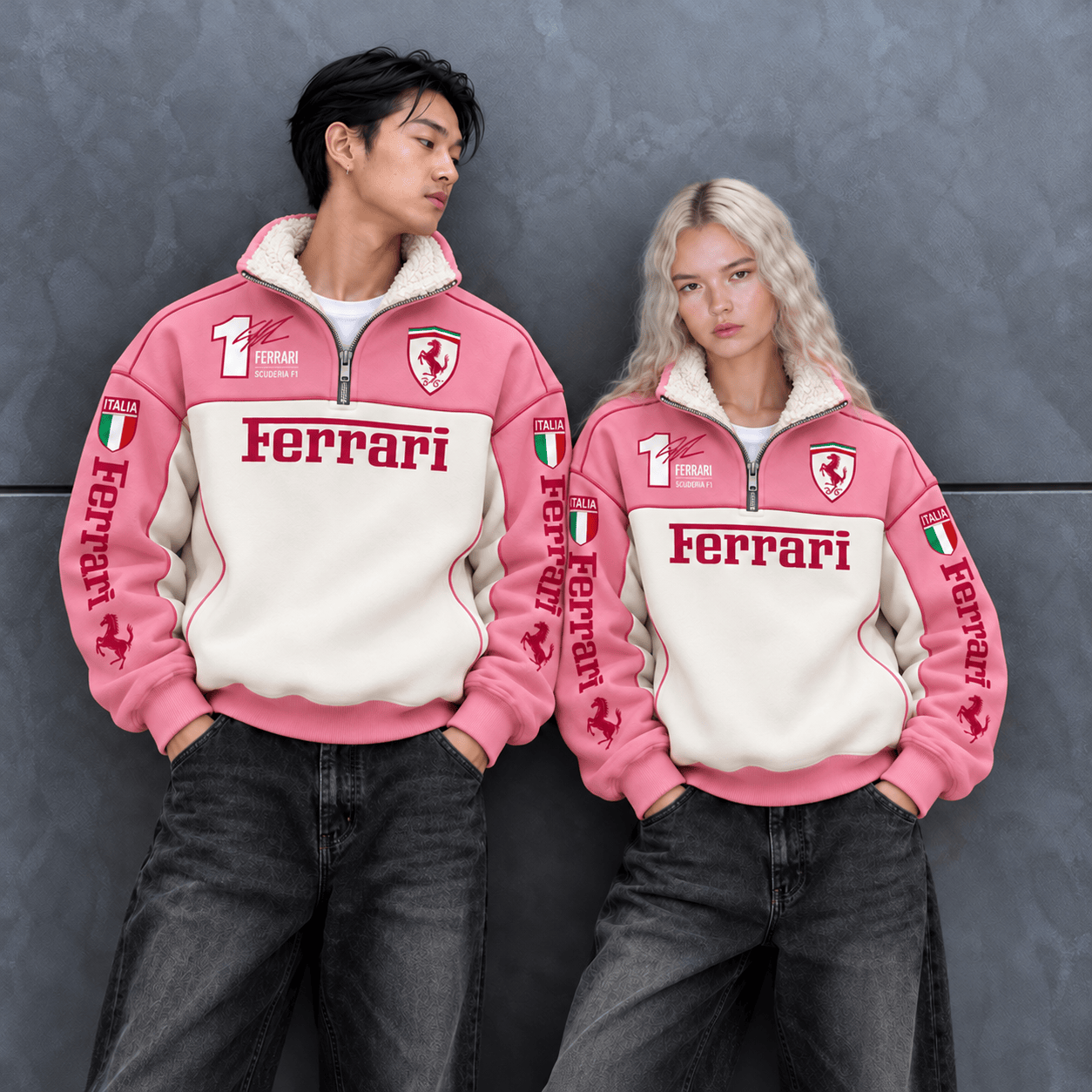 Fer Team Sakura Japan JP 2026 Quarter-Zip Sherpa Fleece Pullover Jacket