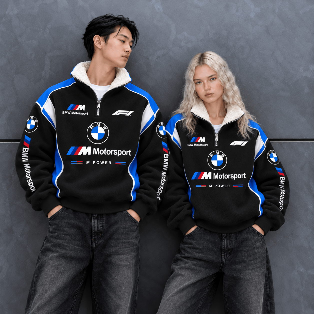 BMWM-Team The World of Endurance 2026 Quarter-Zip Sherpa Fleece Pullover Jacket