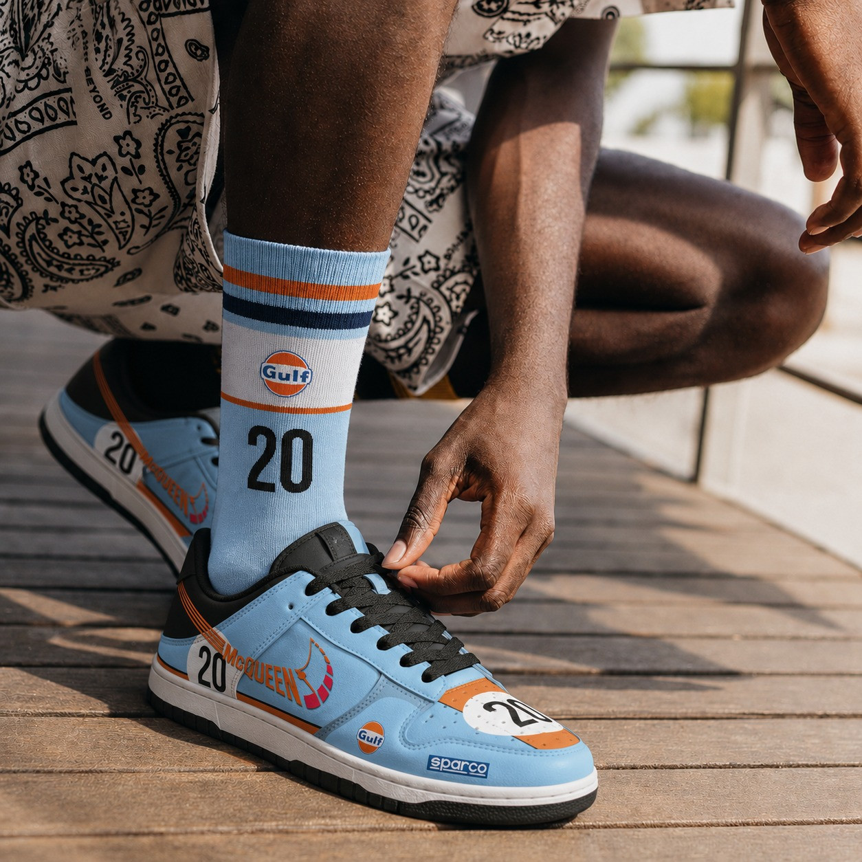 Gulf Racing Steve McQueen Custom Shoes Porsche 917 Livery 1970 Racing Shoes view 5