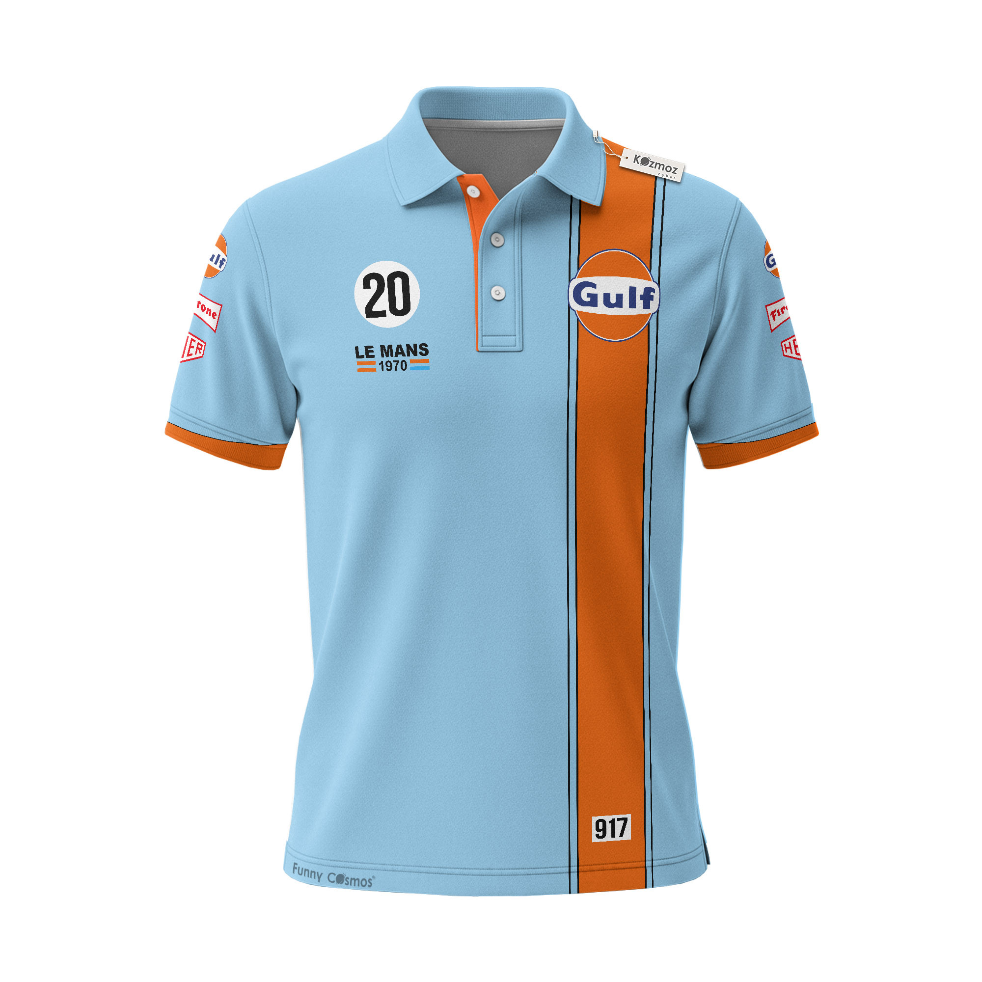 Steve McQueen #20 917 Gulf Le Mans Custom Polo Shirt view 2