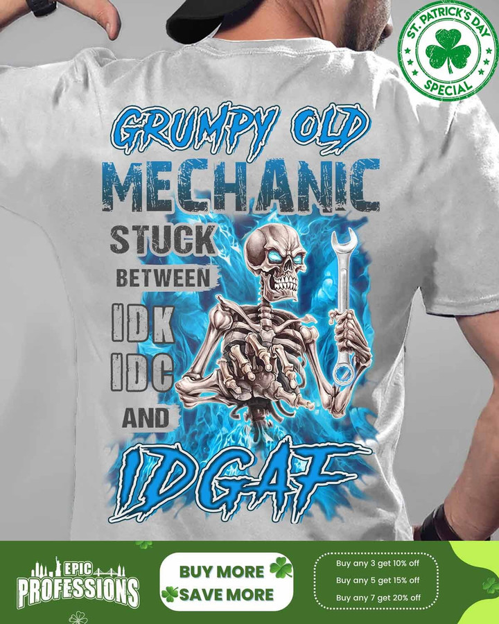 Grumpy Old Mechanic T-Shirt | Skeleton Wrench Graphic | Epic Professions #M030323STUBET2BMECHZ6