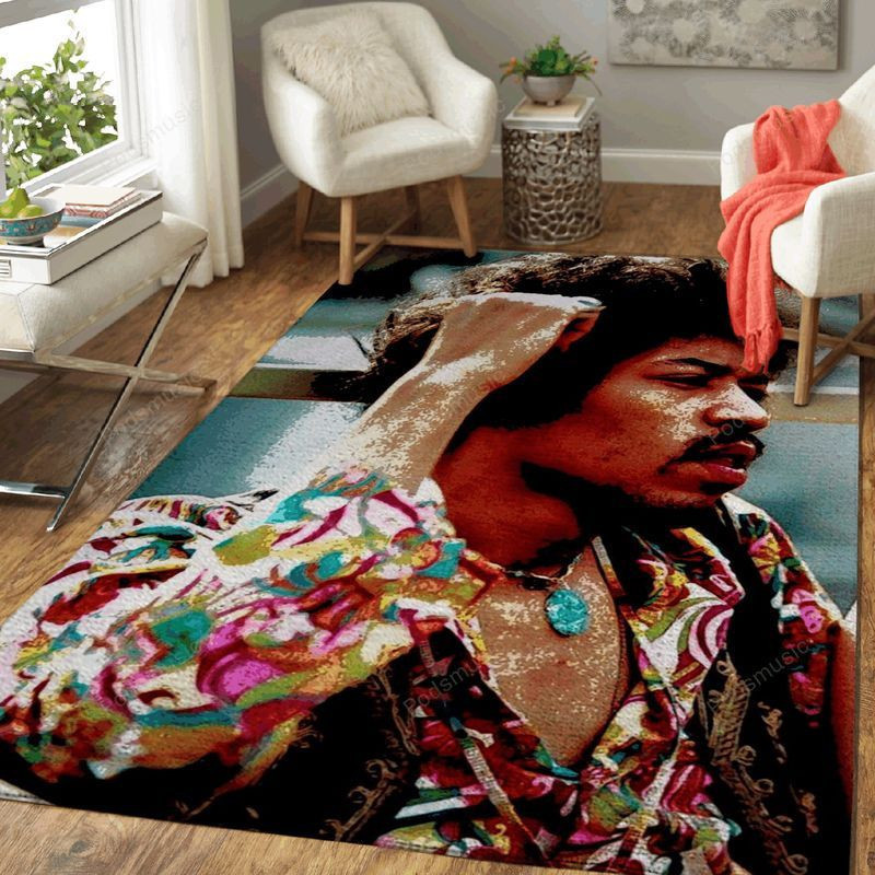 Jimi Hendrix At Moment Music Legend Art Area Rug Living Room Rug Home ...