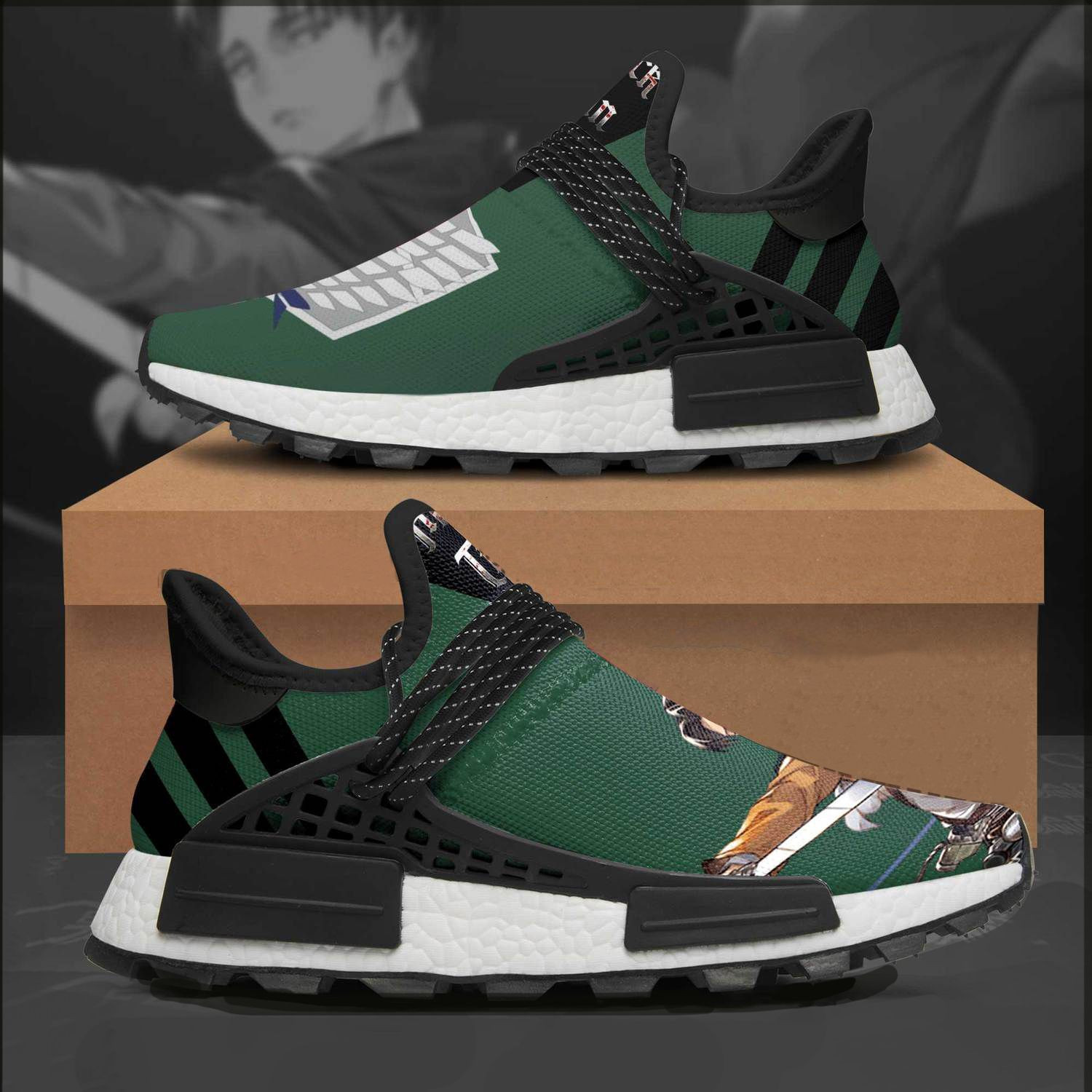 Levi Ackerman Shoes Attack On Titan Custom Anime Shoes 1 NMD Sneakers ...