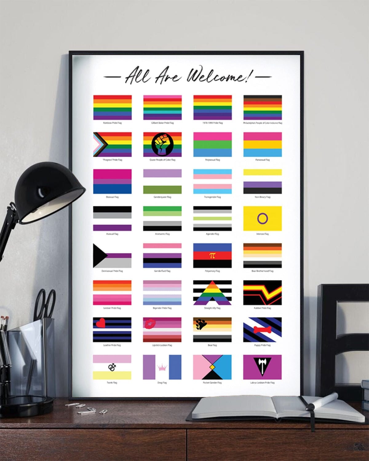 All Are Welcome Flags Of LGBTQIA All Pride Flags Poster, Canvas ...